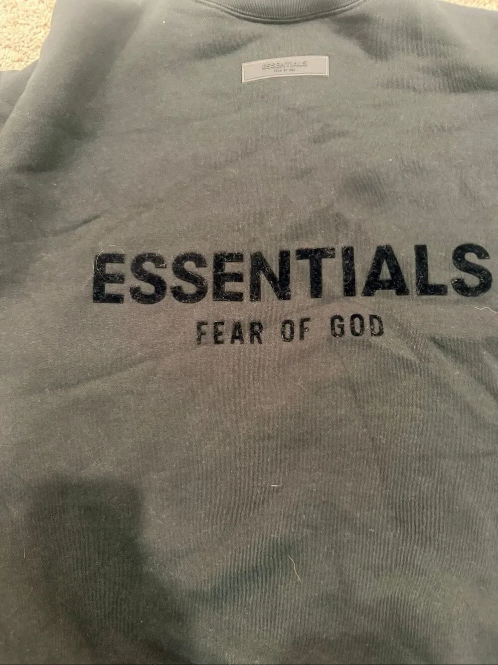 Fear of God Essentials Pullover Sweatshirt Black Stretch Limo Size XS New